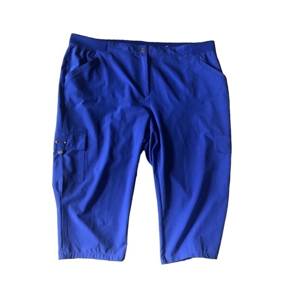 Chico’s Zenergy Cargo Capri~Pedal Pusher Sporty Pant Sz 3/16 Royal Blue Pull On - Picture 1 of 5